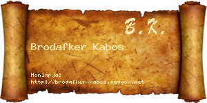 Brodafker Kabos névjegykártya